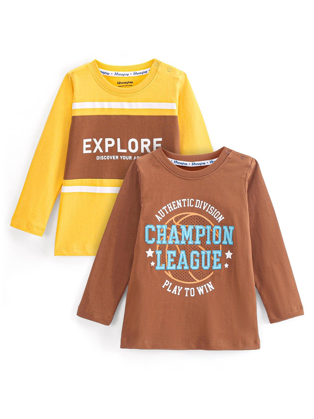

Honeyhap Boys Typography 2 Printed Bio Finish Applique T-shirt, Yellow