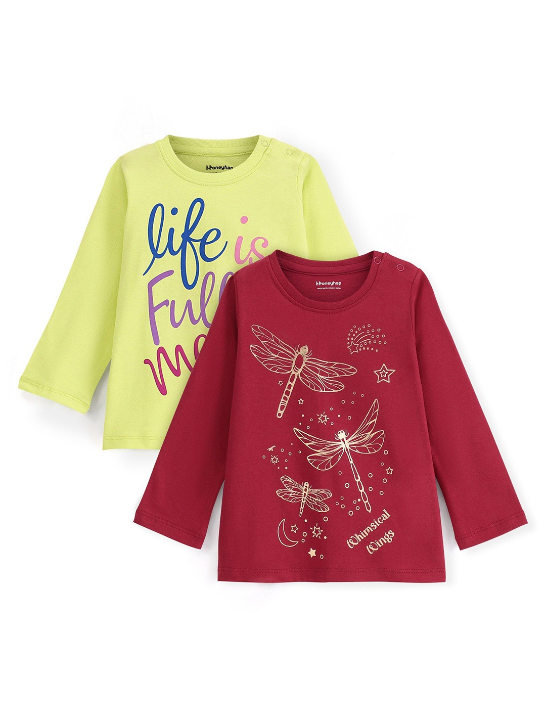 

Honeyhap Girls 2 Printed Bio Finish T-shirt, Red
