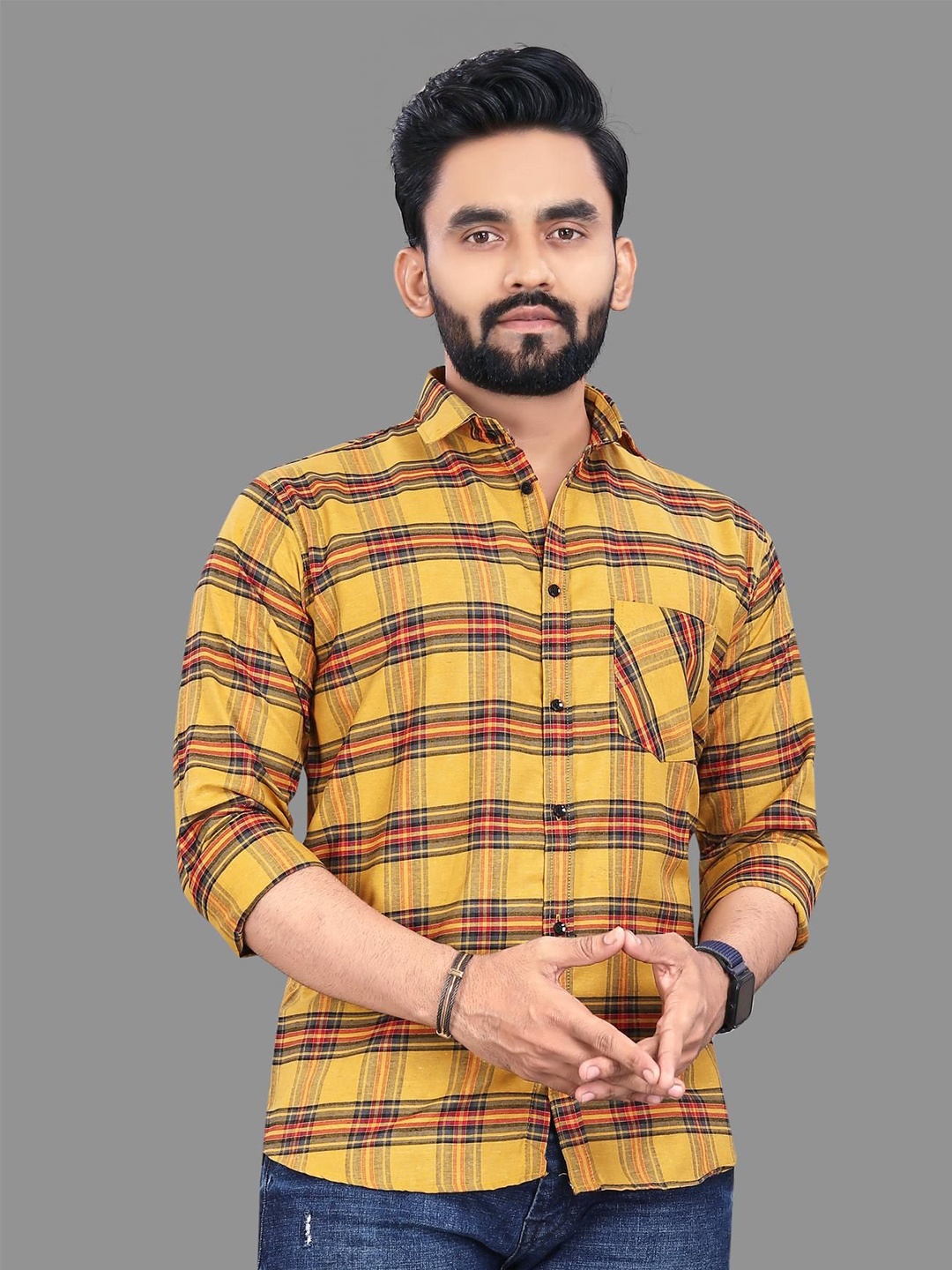 

ADWYN PETER Men Tartan Checks Opaque Checked Casual Shirt, Multi