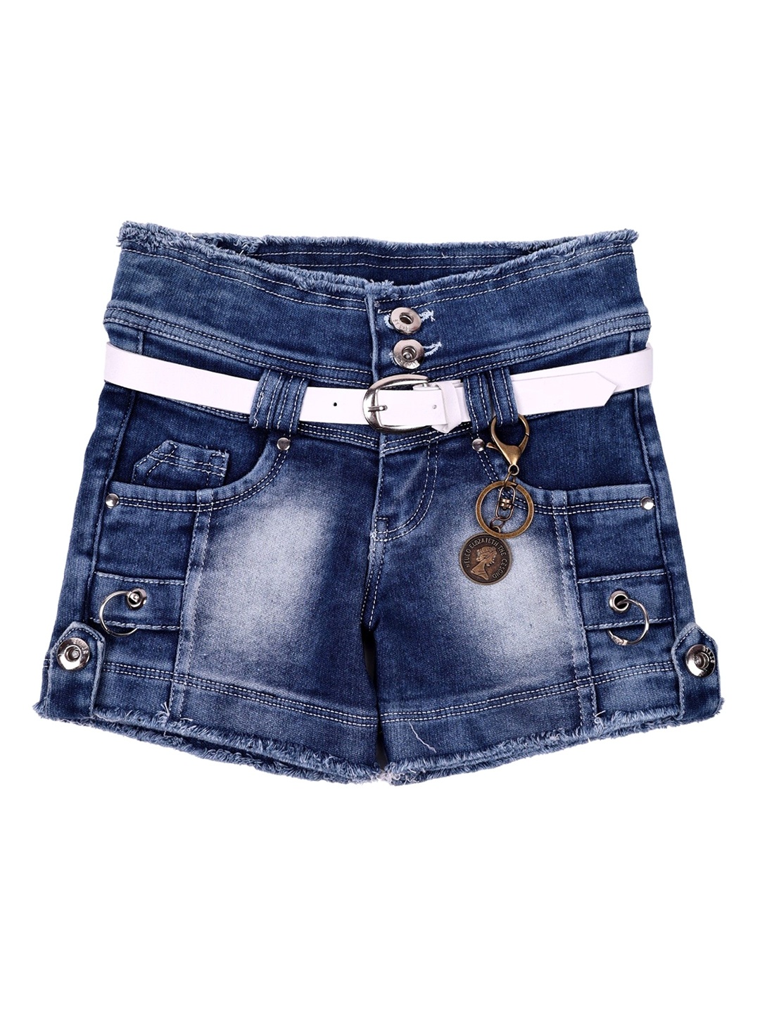 

BAESD Girls Washed Slim Fit High-Rise Denim Denim Shorts Technology, Blue