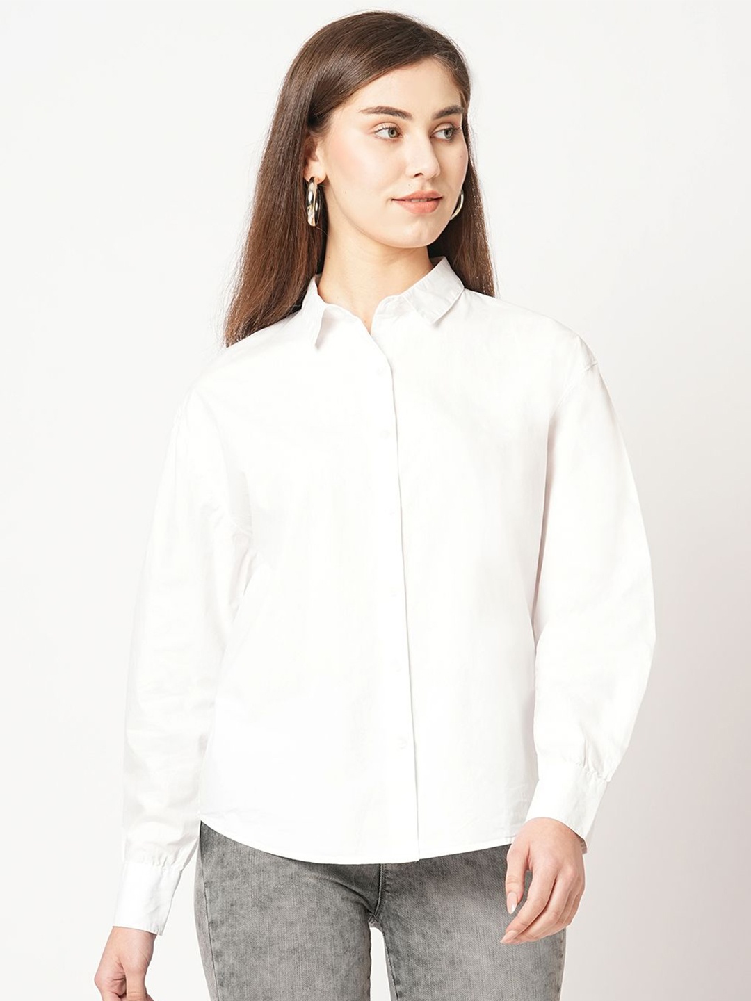 

Kraus Jeans Women Slim Fit Opaque Casual Shirt, White