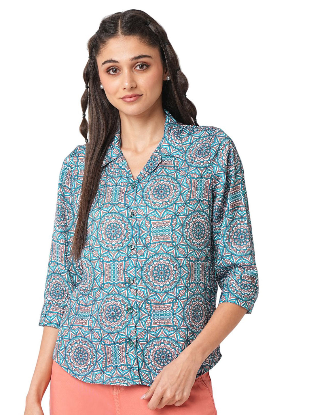 

Kraus Jeans Women Slim Fit Opaque Printed Casual Shirt, Multi