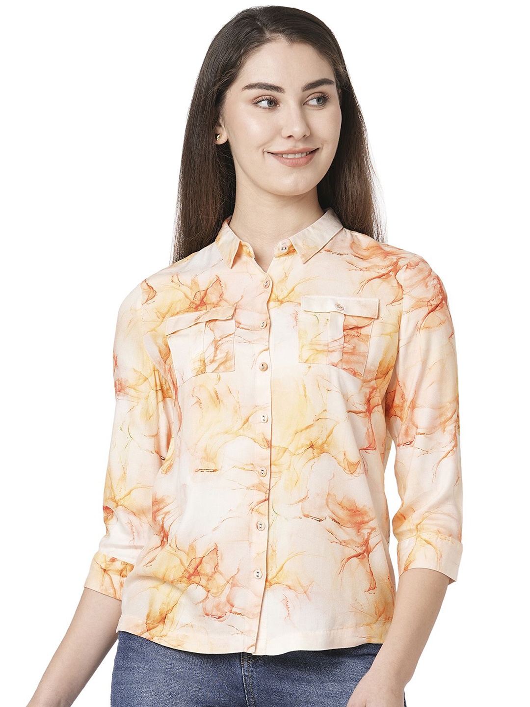 Kraus Jeans Women Slim Fit Floral Printed Casual Shirt, Multi