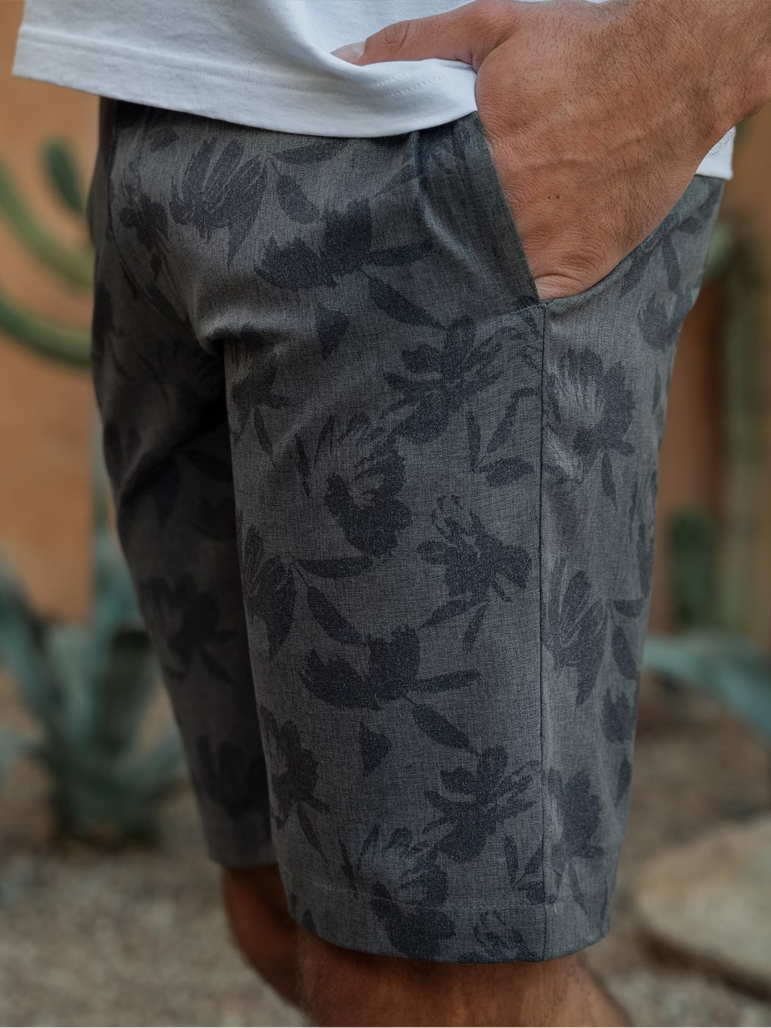 TRAVIS MATHEW Men Floral Printed Shorts, Grey
