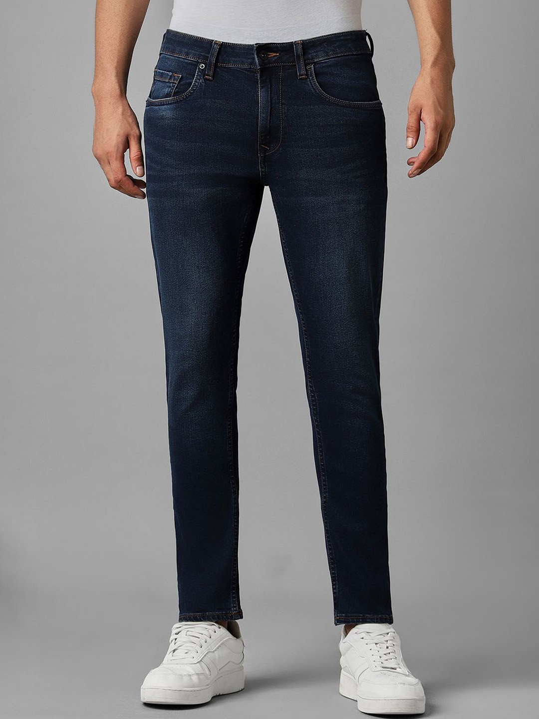 

Louis Philippe Men cotton Slim Fit Heavy Fade Jeans, Navy blue