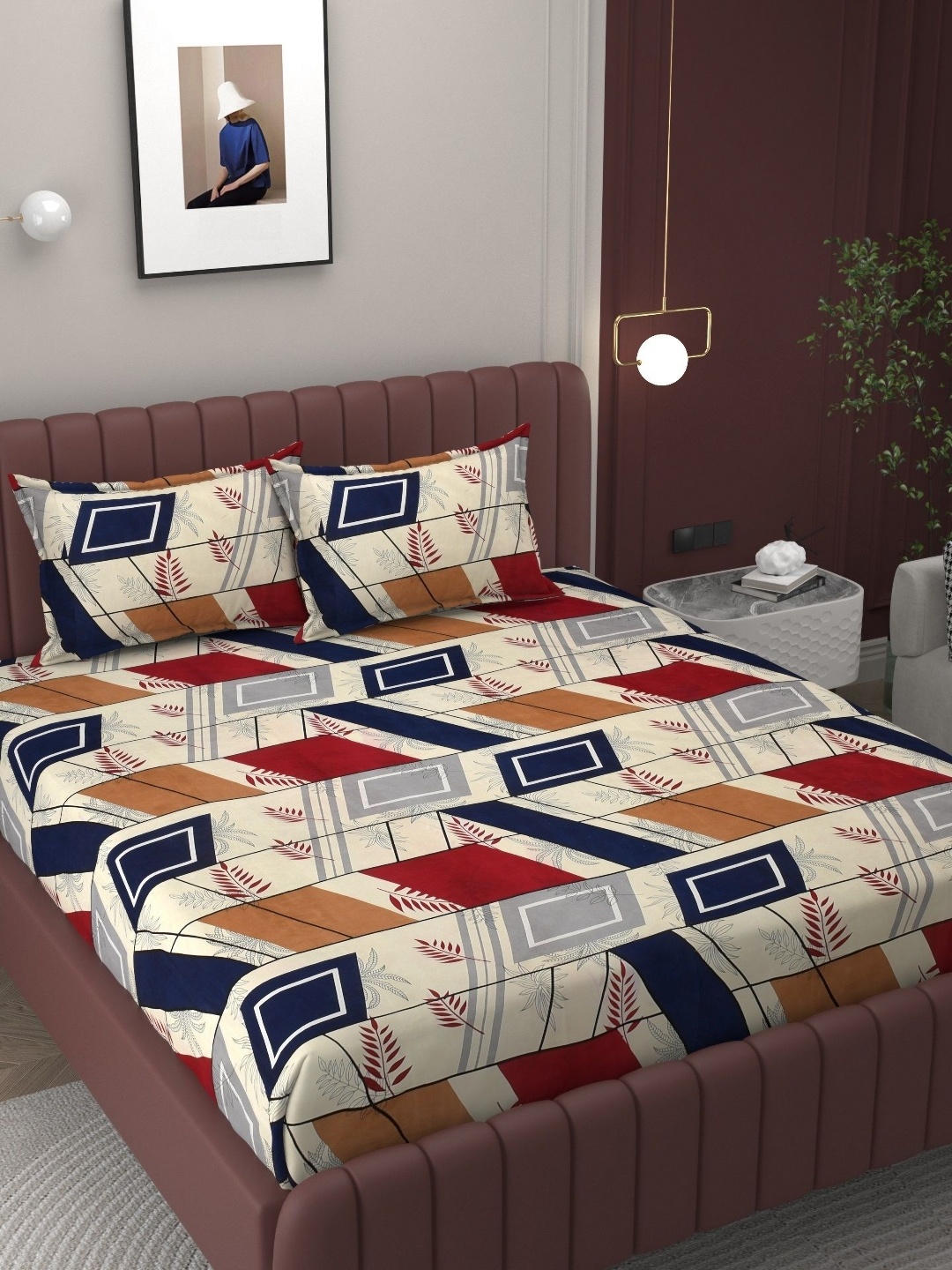 

Bromwick Unisex Floral Printed 1 Piece Double Bedsheet with 2 Pillow Covers, Multi