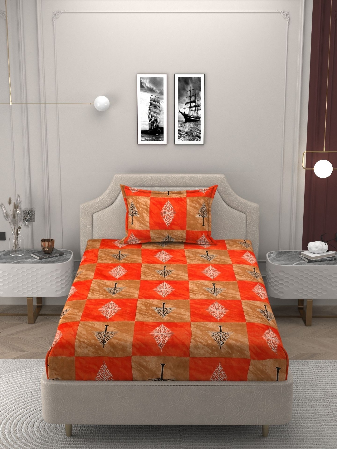 

Bromwick Unisex Floral Printed 1 Piece Single Bedsheet with 1 Pillow Covers, Red