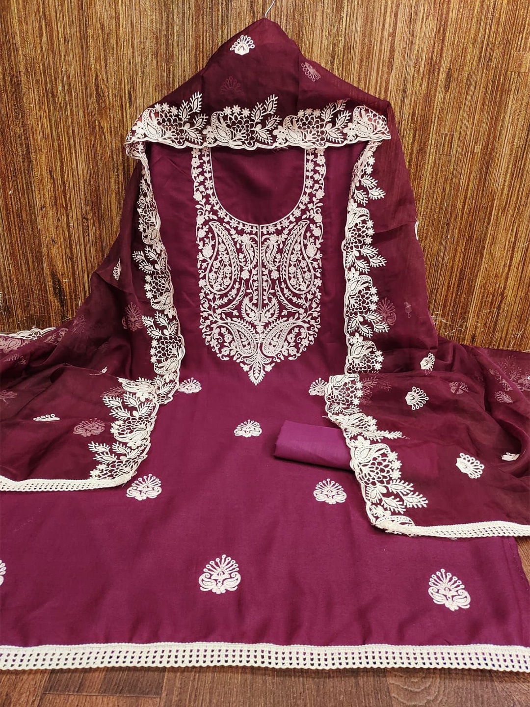 

mimi design Unstitched Dress Material, Magenta