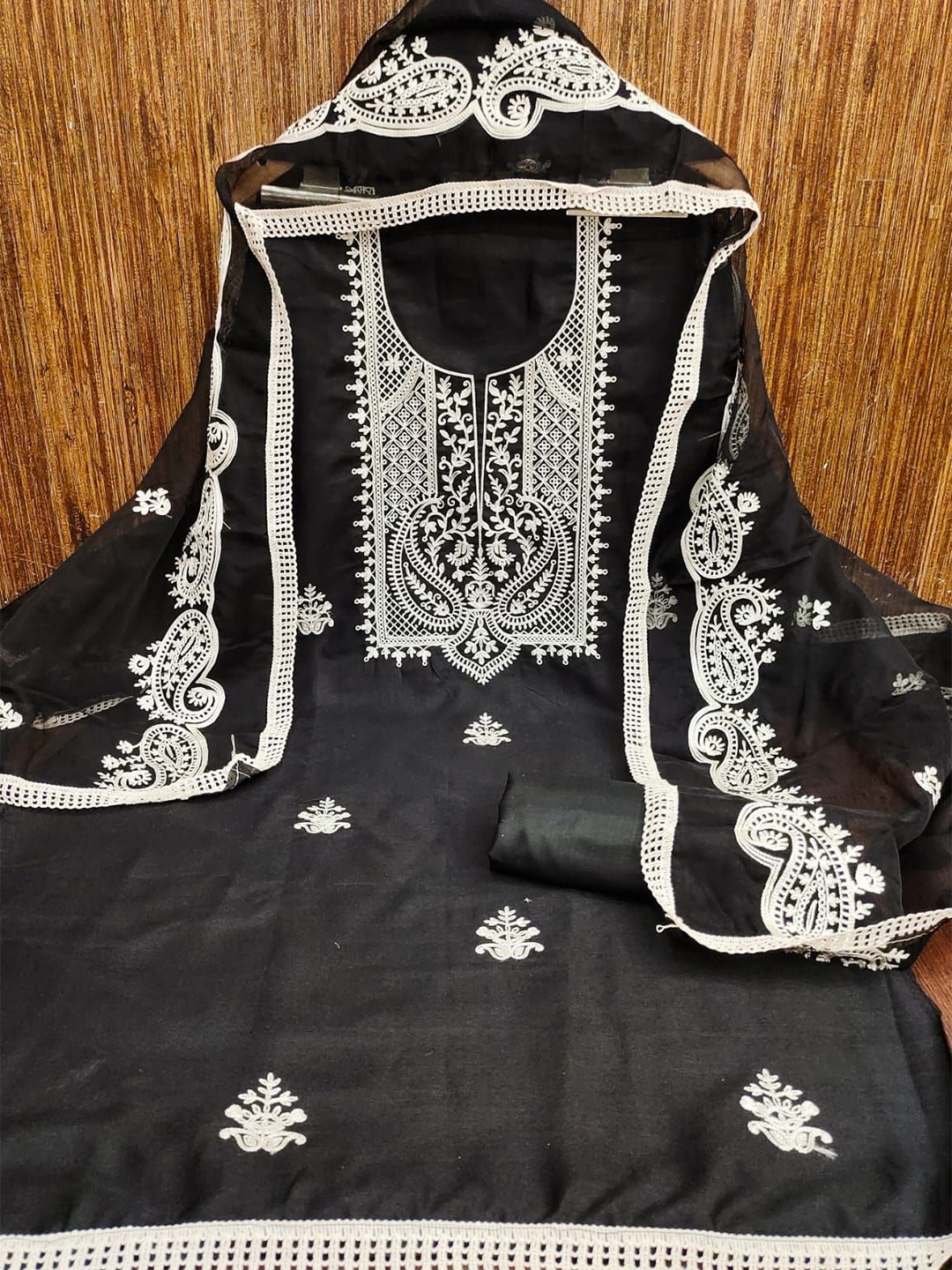 

mimi design Unstitched Dress Material, Black