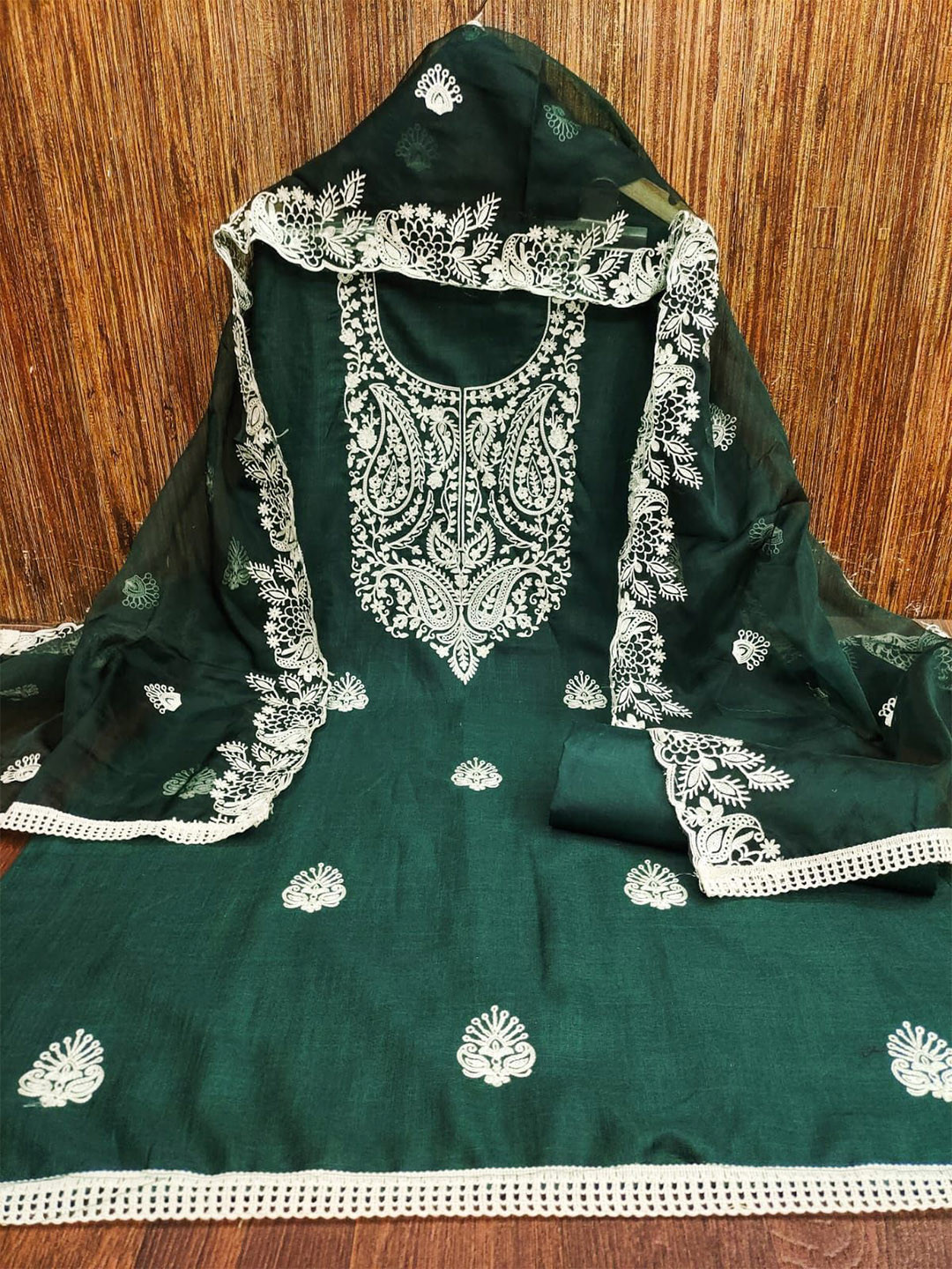

mimi design Unstitched Dress Material, Green