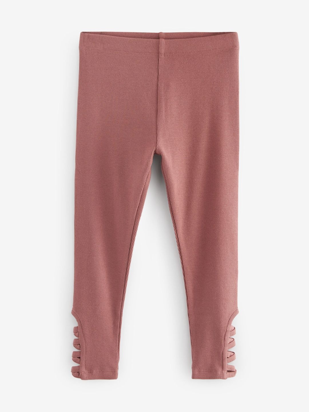 

NEXT Girls Ribbed Ankle Length Leggings with Criss-Cross Detail, Rose