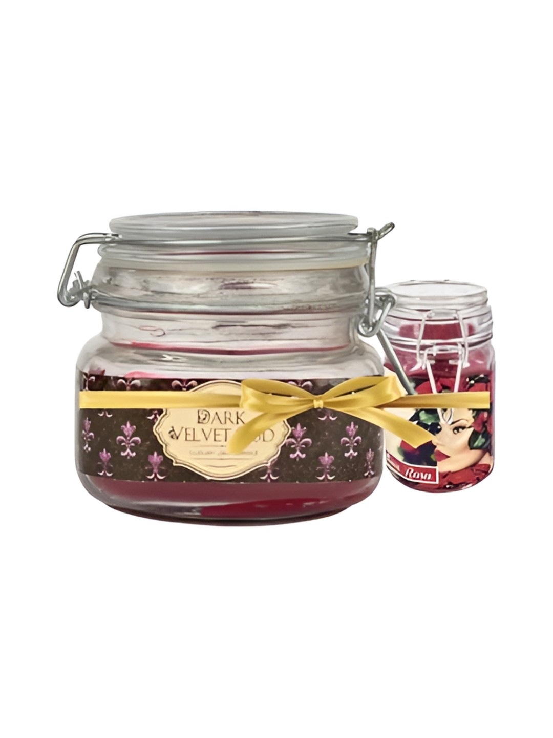 

Premsons Combo of Dark Velvet Oud 28 Hours Jar Candle with Rose 16 Hours Jar Candle, Red