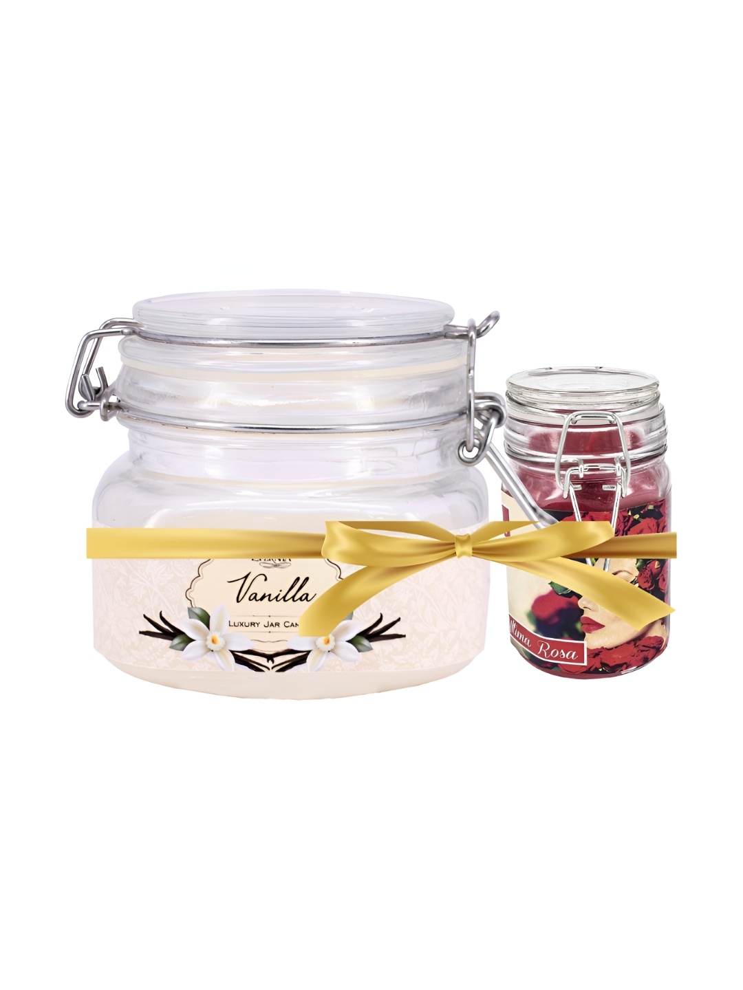

Premsons Combo of Vanille 28 Hours Jar Candle with Rose 16 Hours Jar Candle, White