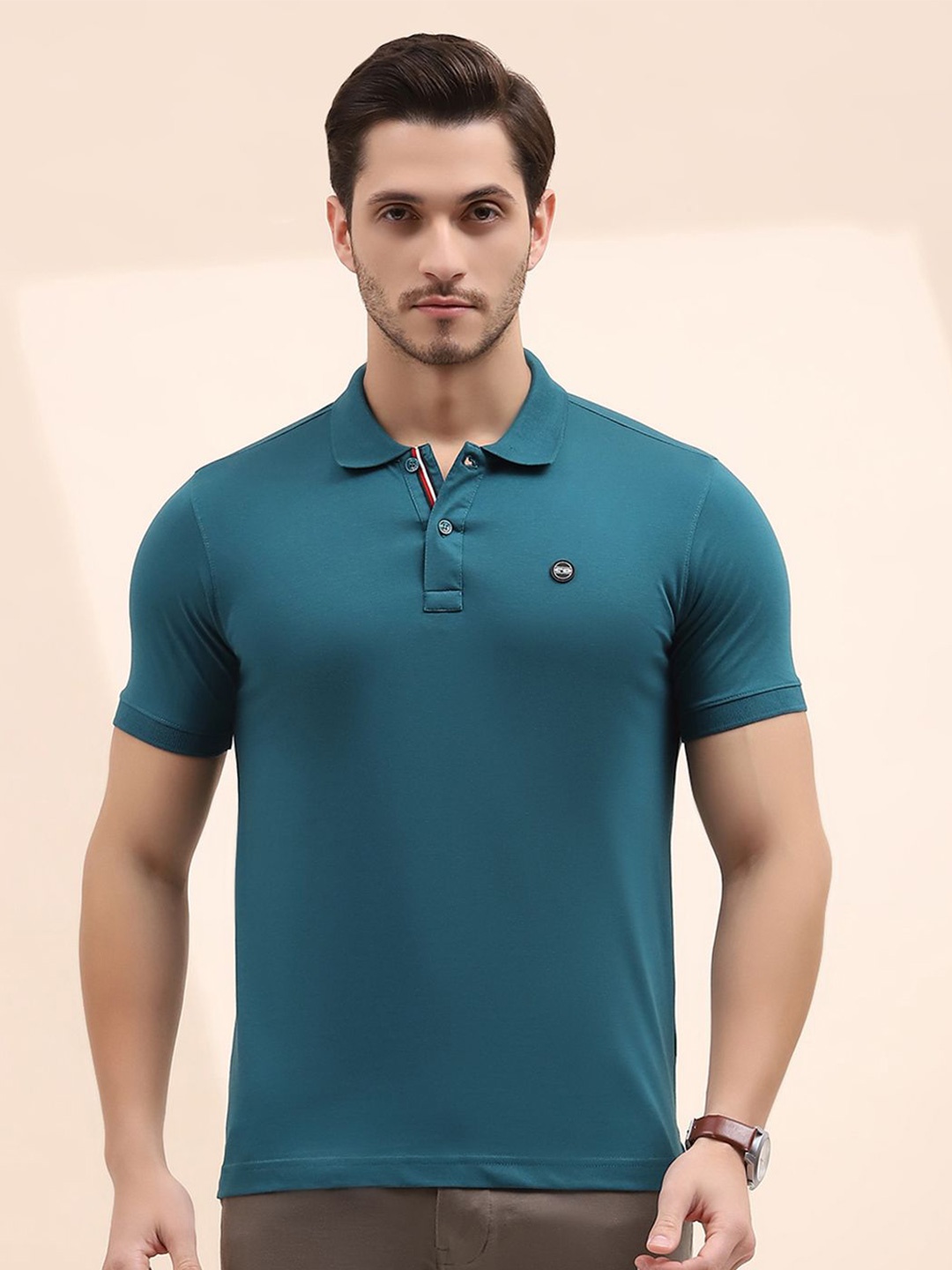 

Cloak & Decker by Monte Carlo Men Solid Polo Collar T-shirt, Blue