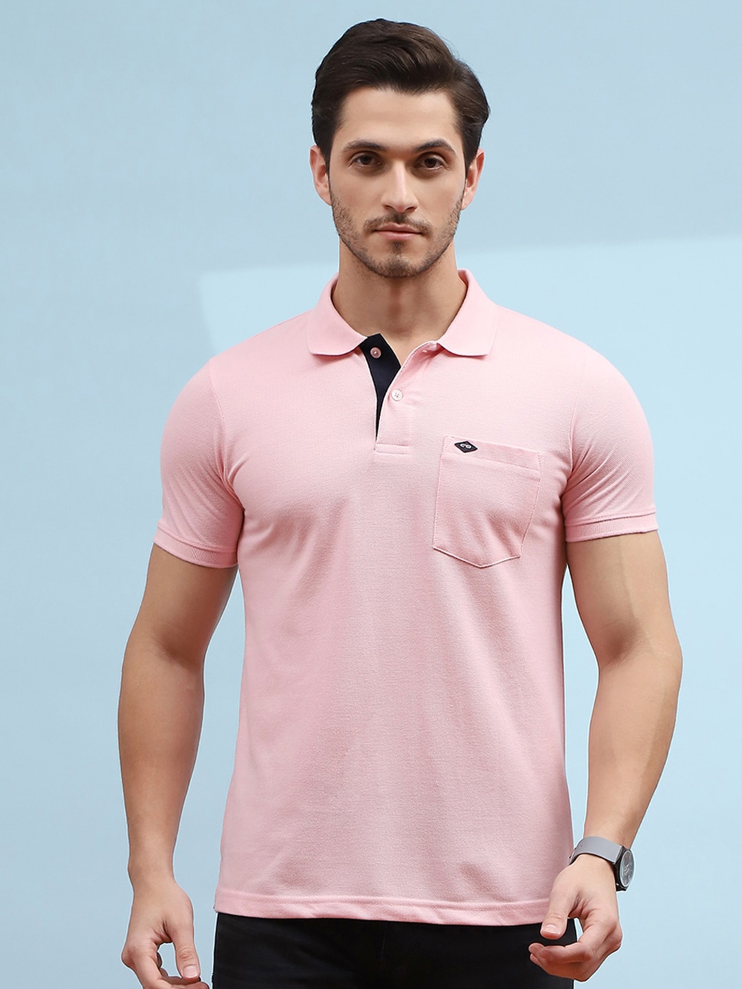 

Cloak & Decker by Monte Carlo Men Polo Collar Pockets T-shirt, Pink