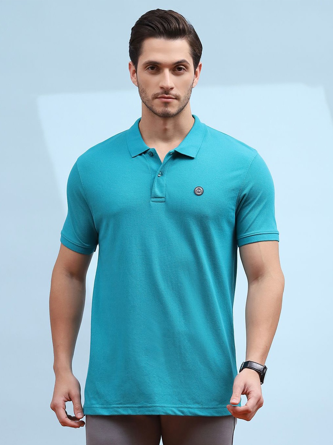 Cloak & Decker by Monte Carlo Men Solid Polo Collar T-shirt, Blue