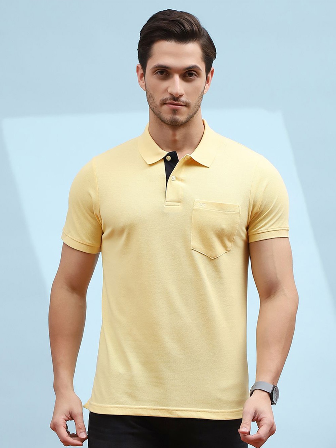 

Cloak & Decker By Monte Carlo Men Polo Collar Pocket T-shirt, Yellow