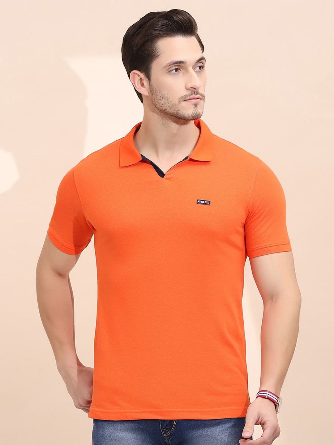 

Cloak & Decker by Monte Carlo Men Solid Polo Collar T-shirt, Orange