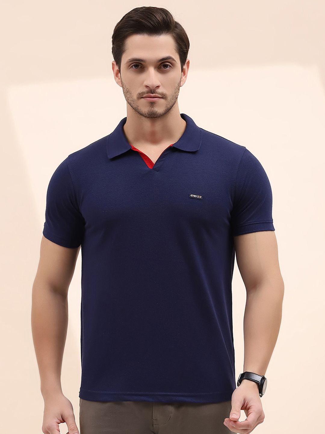

Cloak & Decker by Monte Carlo Men Solid Polo Collar T-shirt, Navy blue