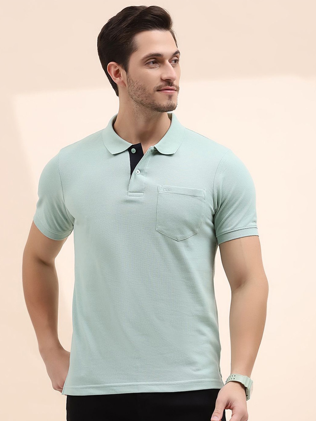 

Cloak & Decker by Monte Carlo Men Polo Collar Pocket T-shirt, Grey