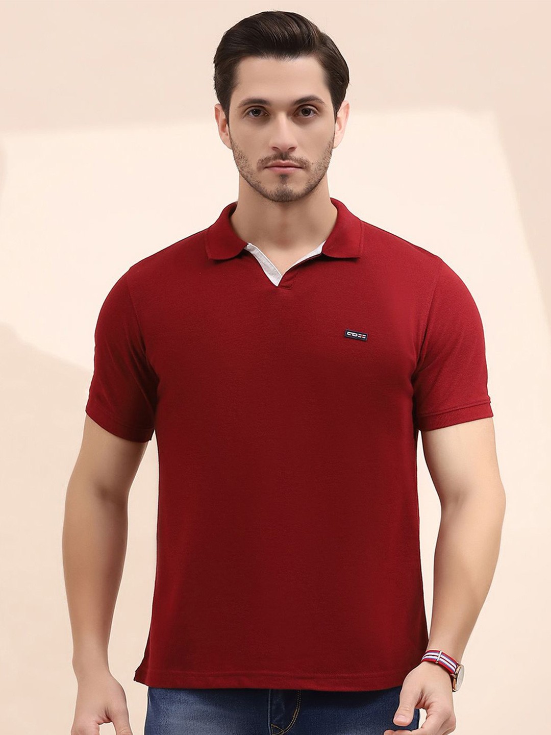 

Cloak & Decker by Monte Carlo Men Solid Polo Collar T-shirt, Maroon