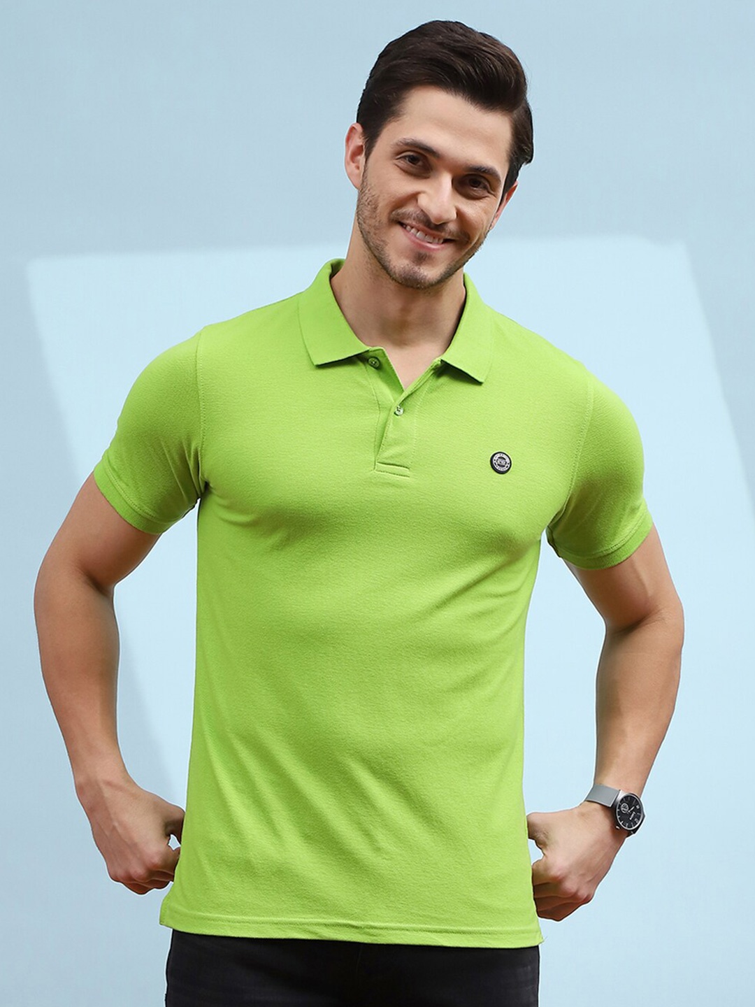 

Cloak & Decker by Monte Carlo Men Solid Polo Collar T-shirt, Green