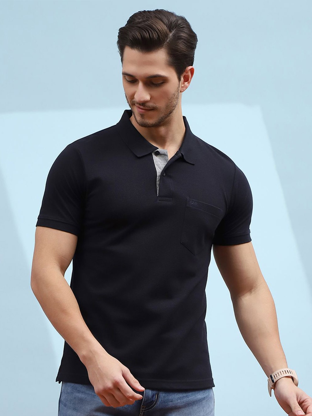 

Cloak & Decker by Monte Carlo Men Polo Collar Pockets T-shirt, Navy blue