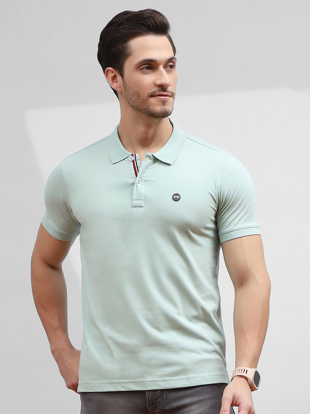 Cloak & Decker by Monte Carlo Men Solid Polo Collar T-shirt, Sea green