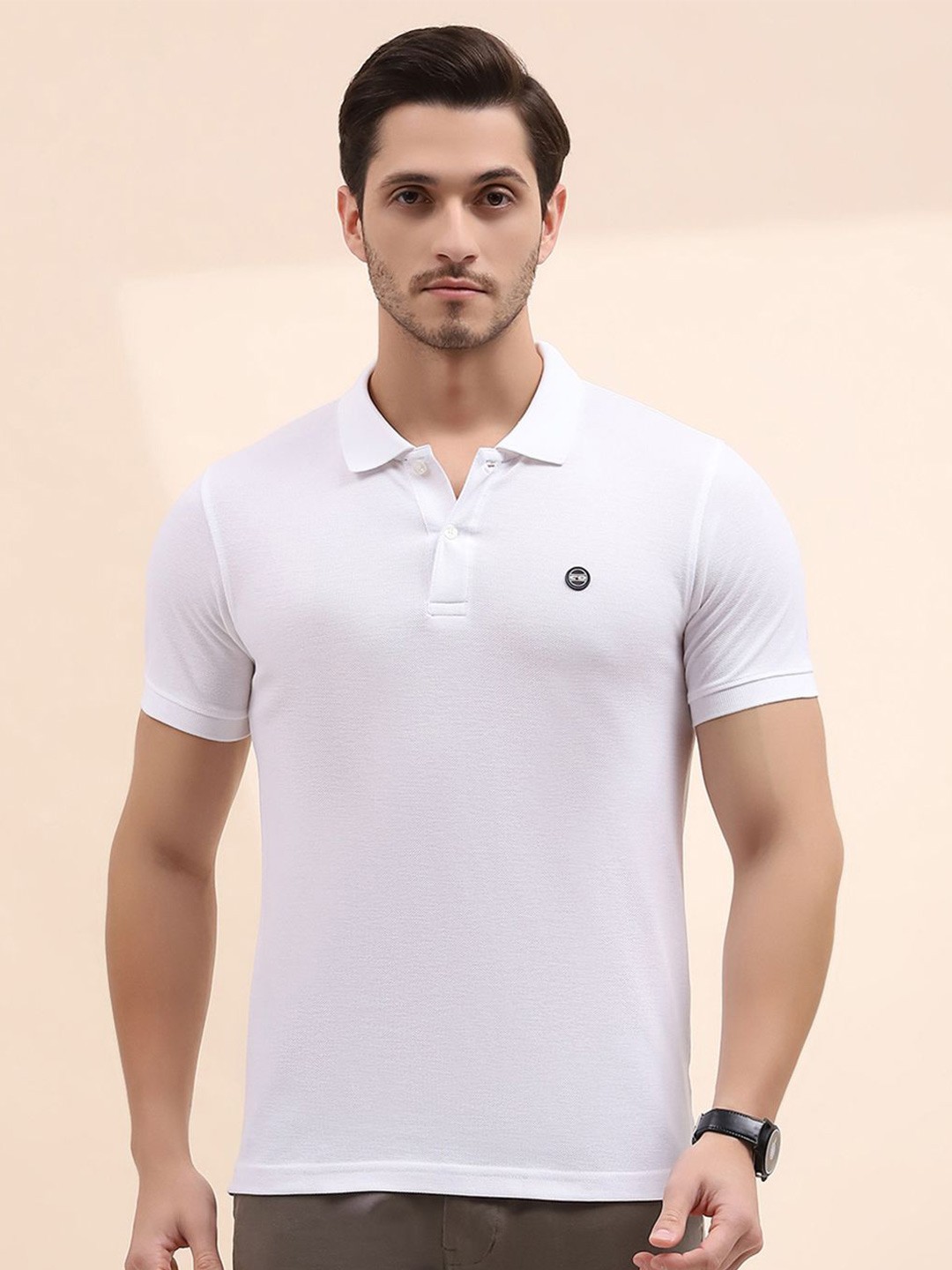 

Cloak & Decker by Monte Carlo Men Solid Polo Collar T-shirt, White