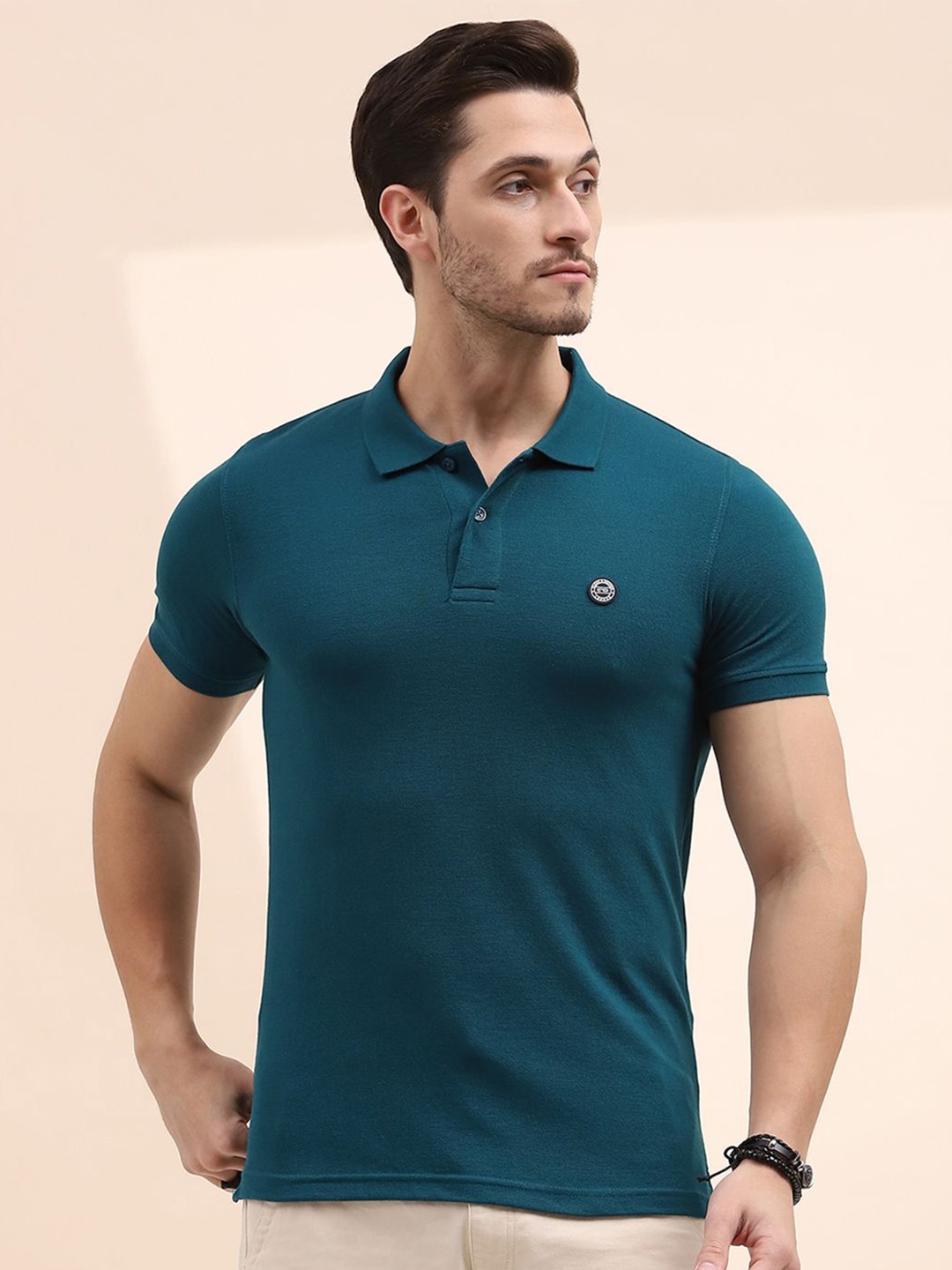 

Cloak & Decker by Monte Carlo Men Solid Polo Collar T-shirt, Sea green
