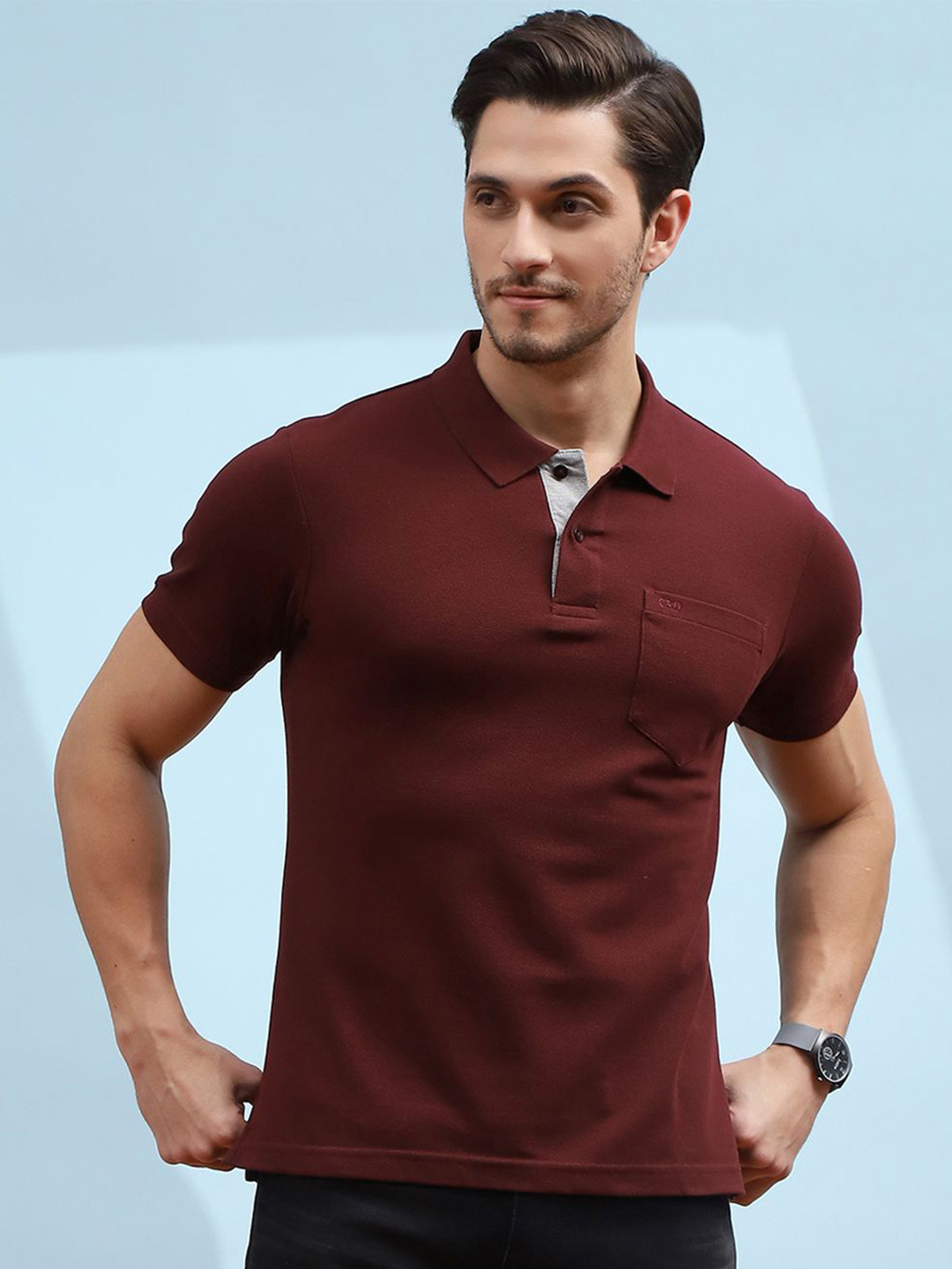

Cloak & Decker by Monte Carlo Men Polo Collar Pockets T-shirt, Maroon