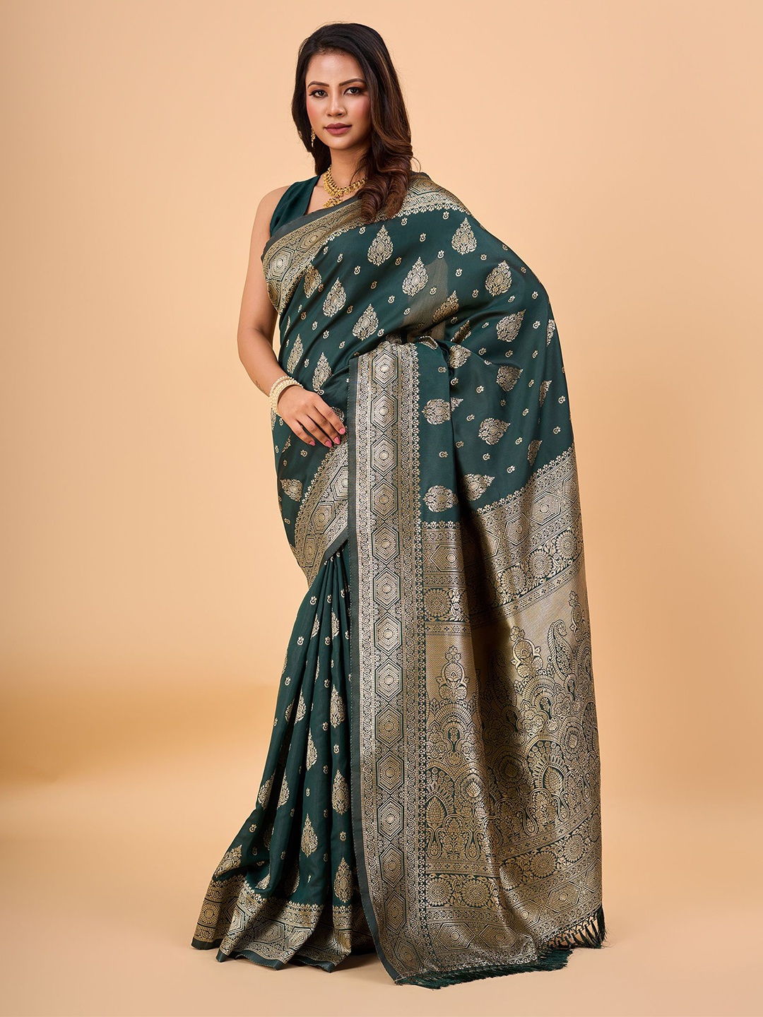 NIRMAL CREATION Woven Design Zari Banarasi Saree, Green