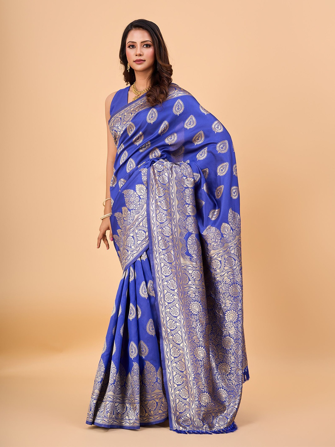 

NIRMAL CREATION Woven Design Zari Kanjeevaram Saree, Blue