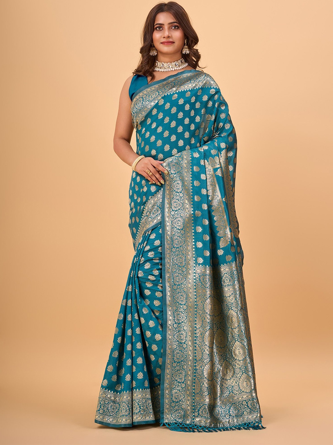 

NIRMAL CREATION Woven Design Zari Banarasi Saree, Blue