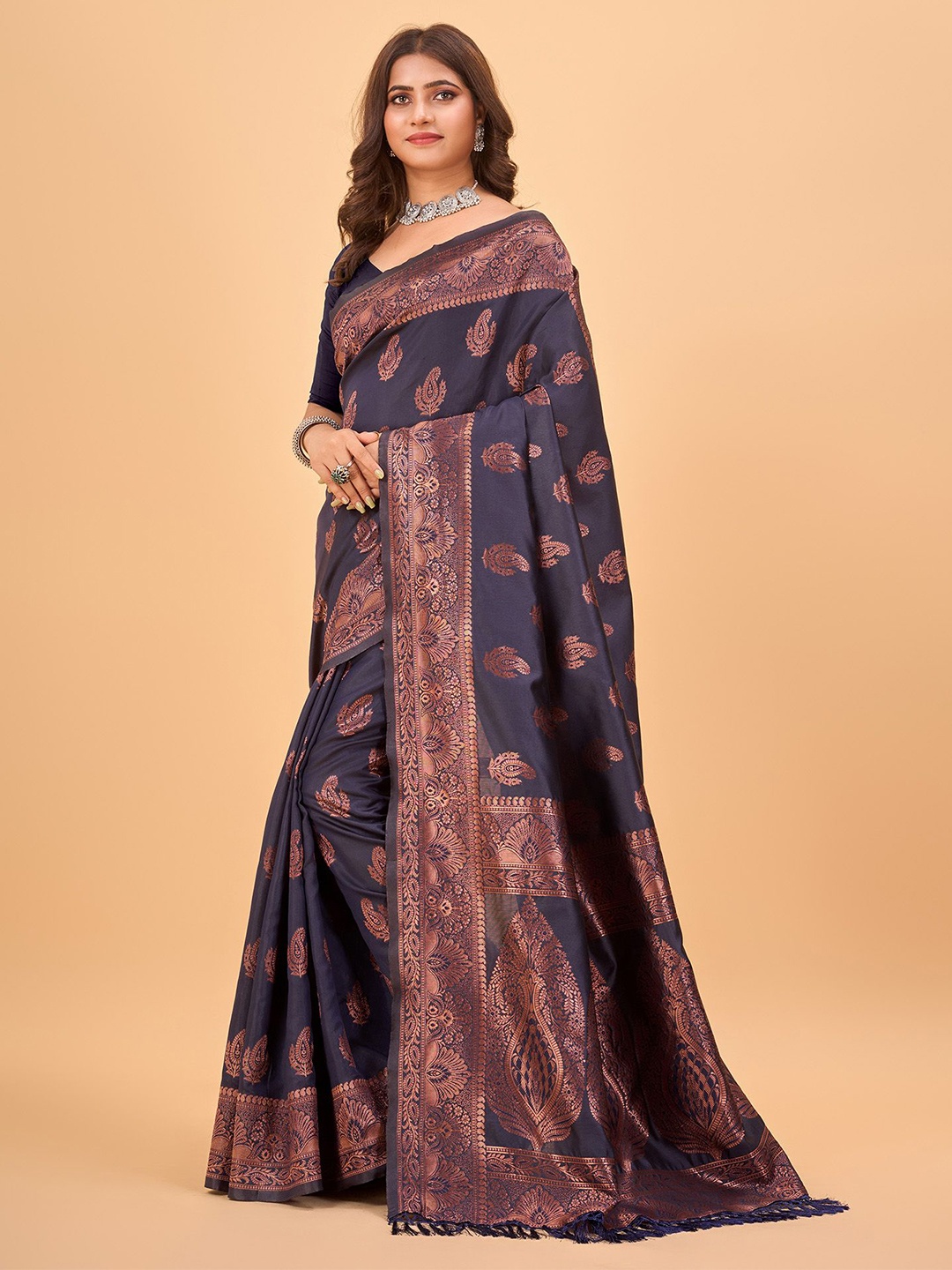 

NIRMAL CREATION Woven Design Zari Banarasi Saree, Blue