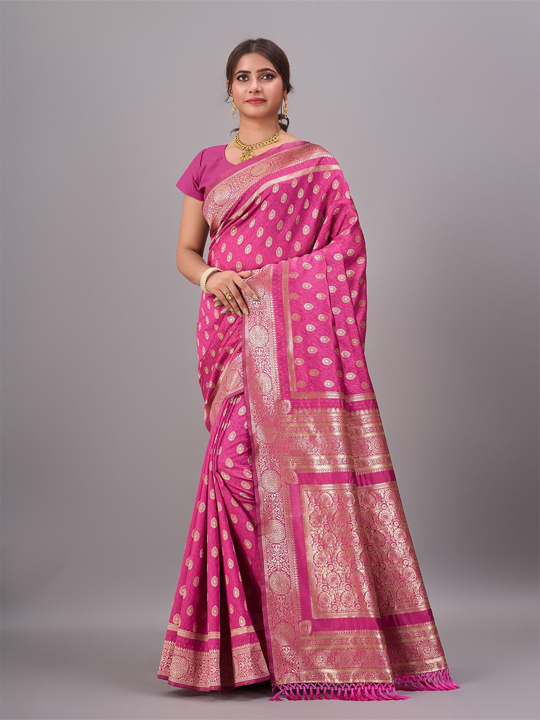 

NIRMAL CREATION Woven Design Zari Kanjeevaram Saree, Pink