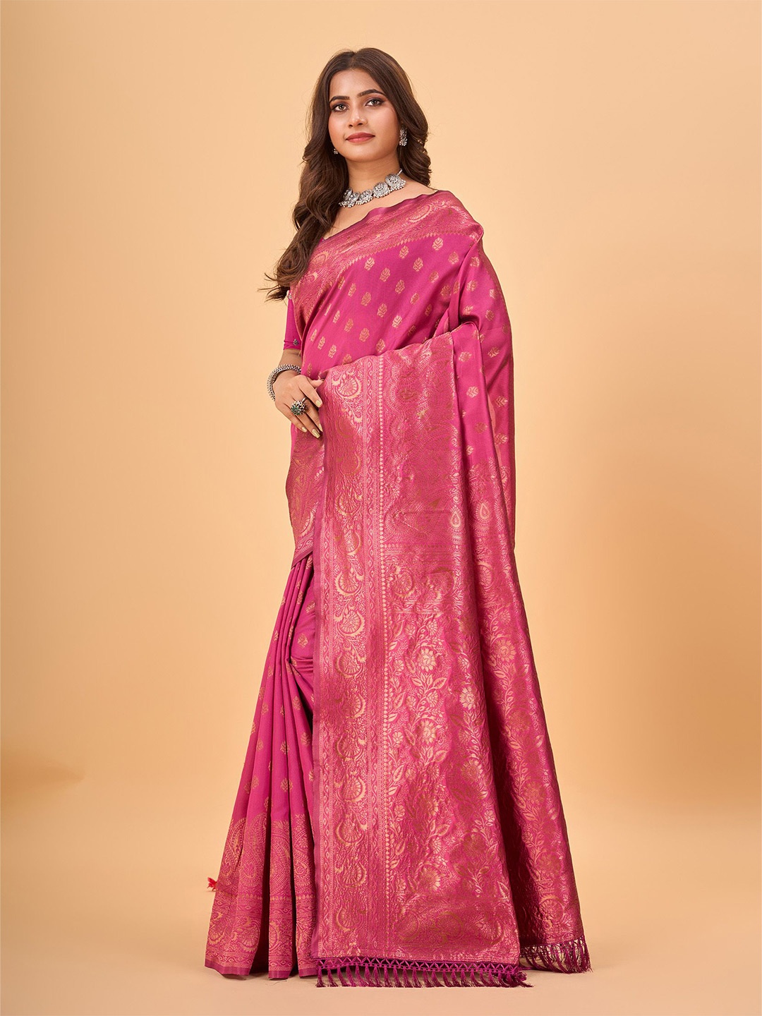 

NIRMAL CREATION Woven Design Kanjeevaram Saree, Pink