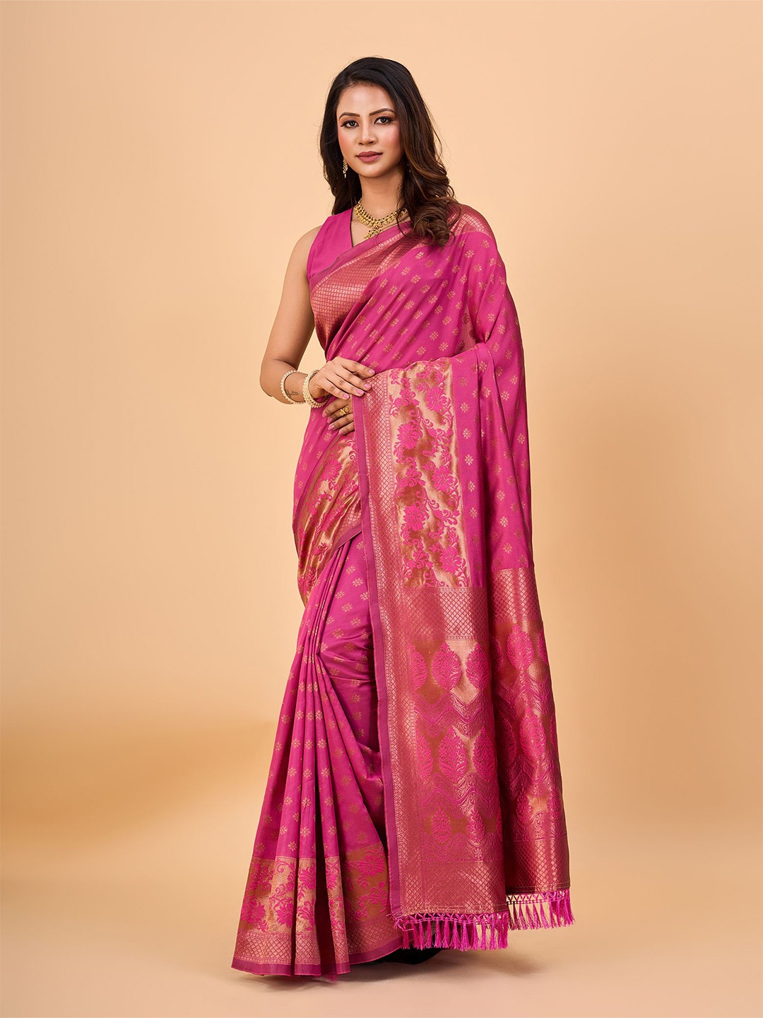 

NIRMAL CREATION Woven Design Zari Kanjeevaram Saree, Pink
