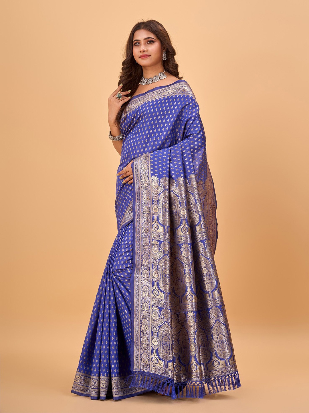 

NIRMAL CREATION Woven Design Kanjeevaram Saree, Blue