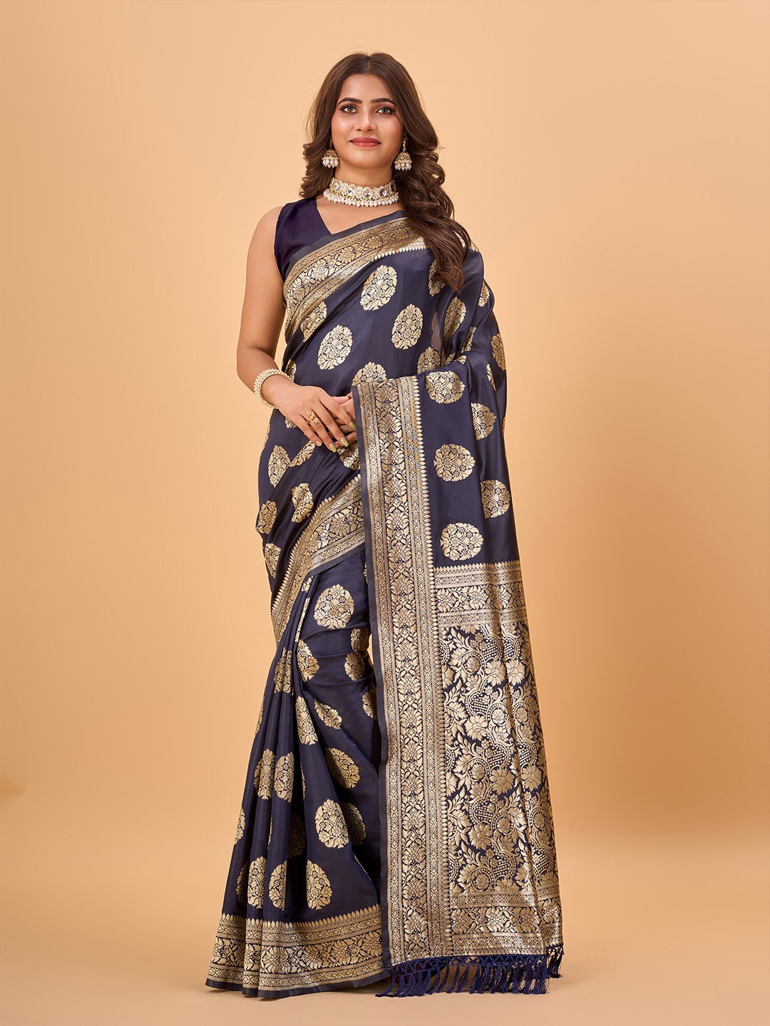 

NIRMAL CREATION Woven Design Kanjeevaram Saree, Blue