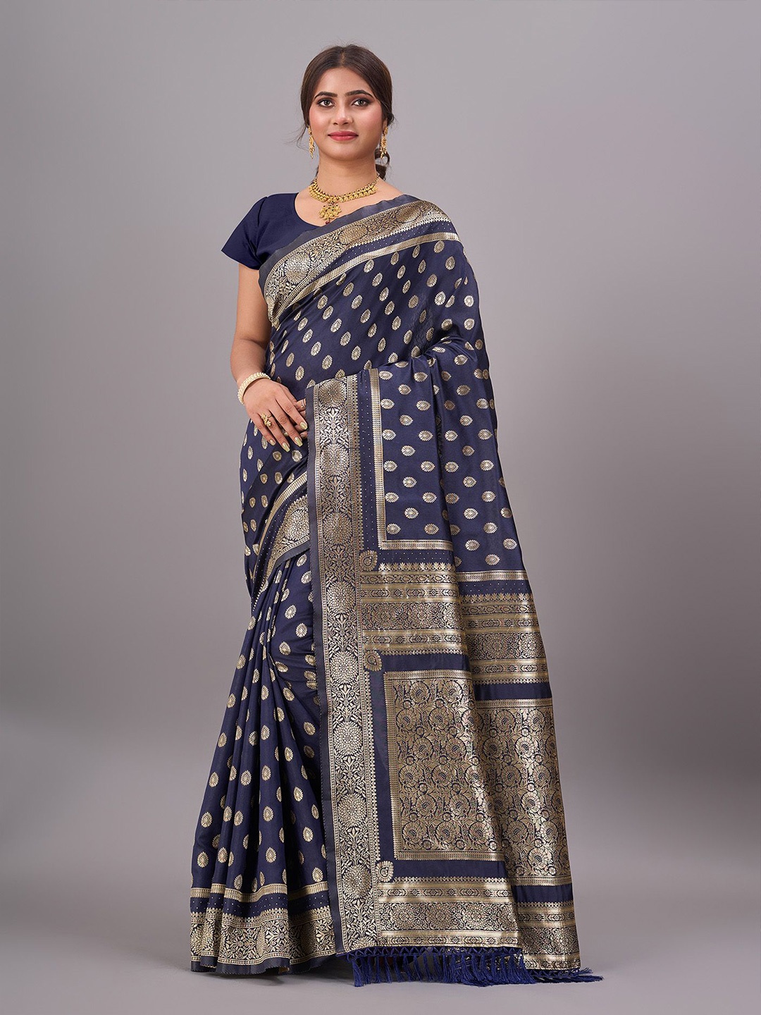 

NIRMAL CREATION Woven Design Zari Kanjeevaram Saree, Blue