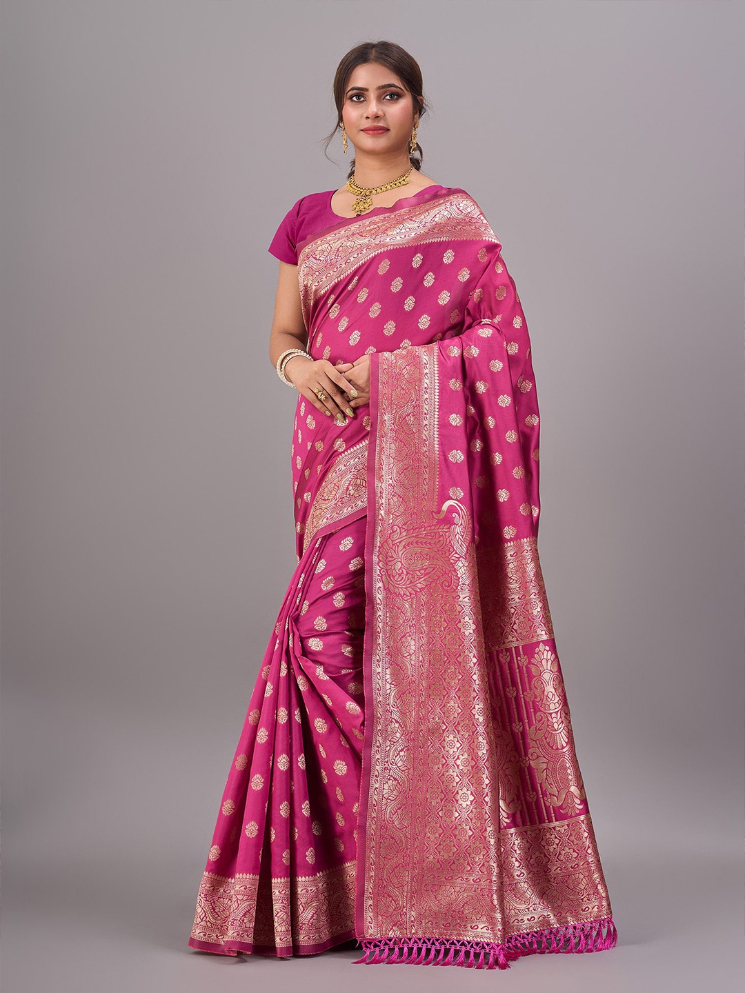 

NIRMAL CREATION Woven Design Zari Banarasi Saree, Pink