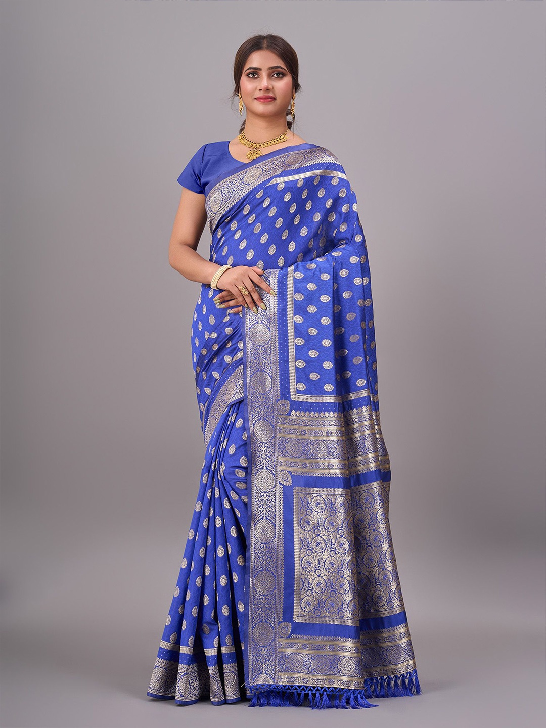 

NIRMAL CREATION Woven Design Kanjeevaram Saree, Blue