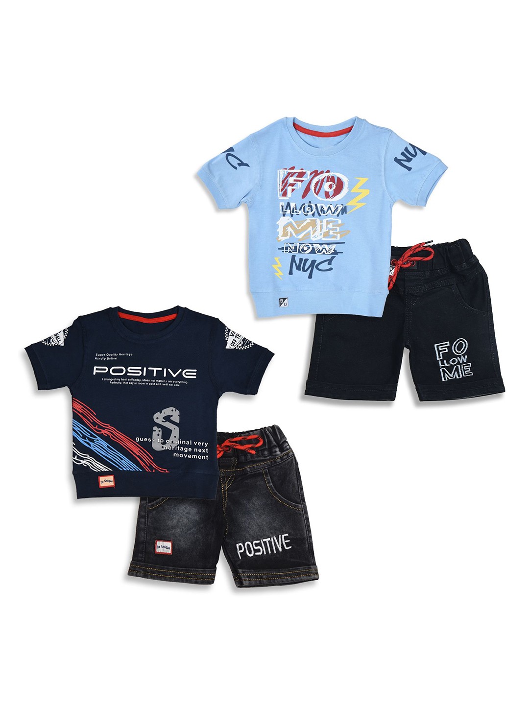 

BAESD Boys Printed T-shirt with Shorts, Navy blue