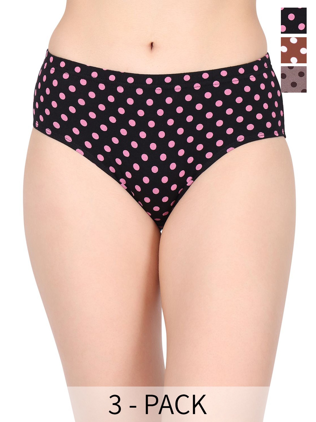 

BODYX Pack Of 3 Printed Mid-Rise Basic Briefs - BX515-MULTI-3PCS-S, Brown