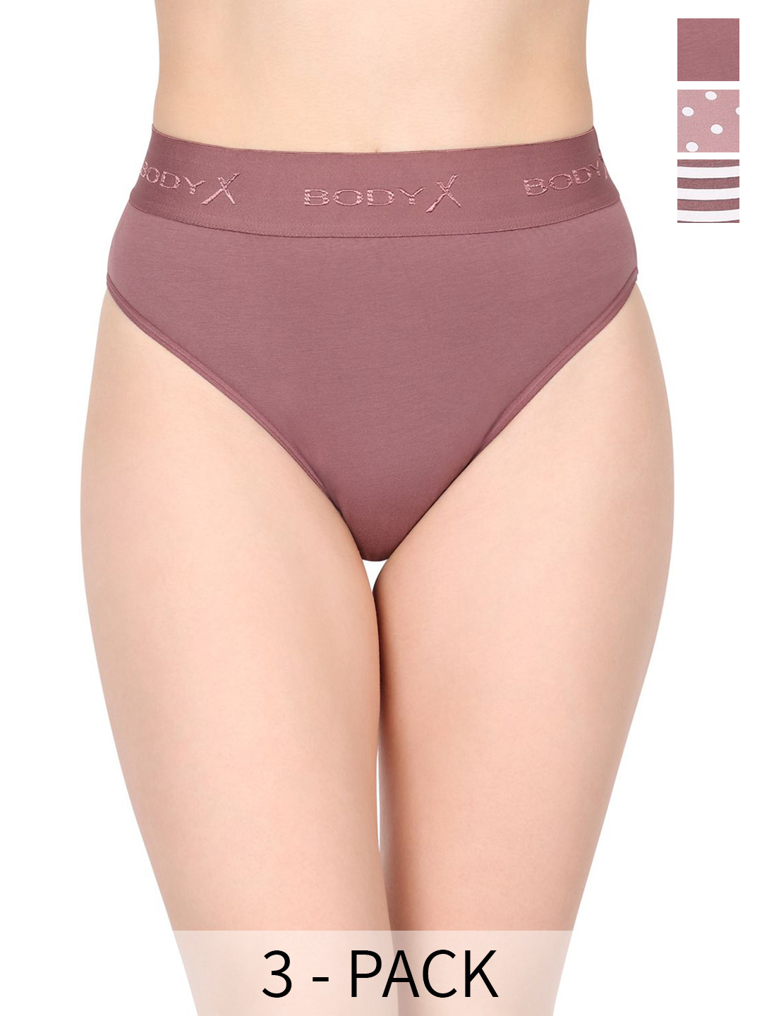 

BODYX Pack Of 3 Printed Mid-Rise Basic Briefs - BX517-MULTI-3PCS-XXL, Brown