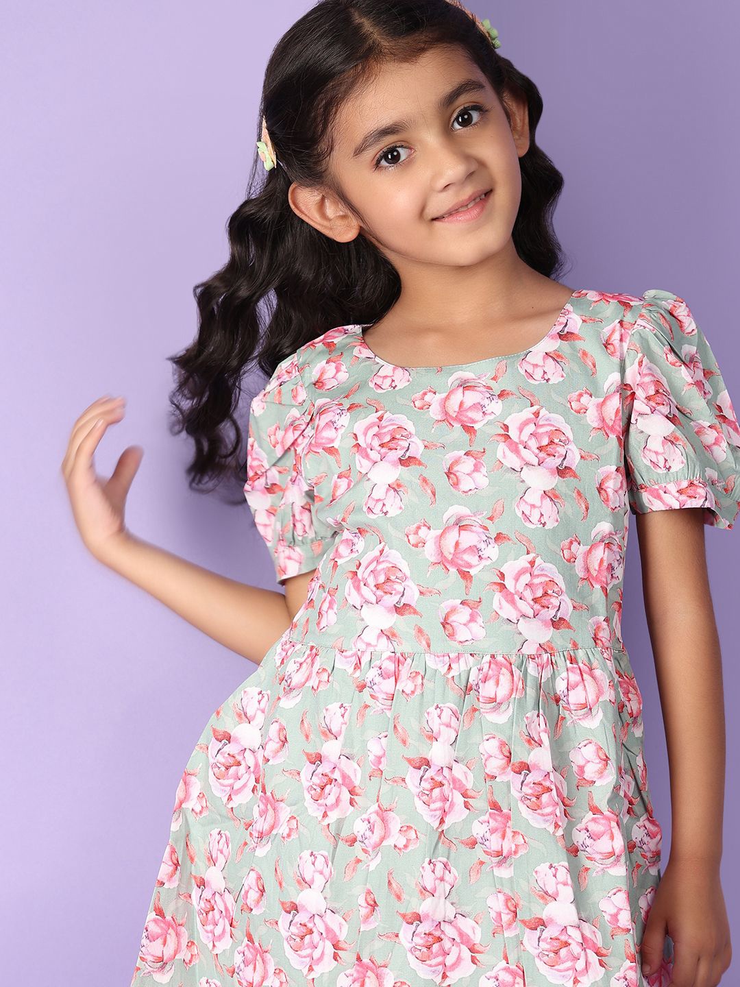 

V-Mart Floral Print Fit & Flare Dress, Pink