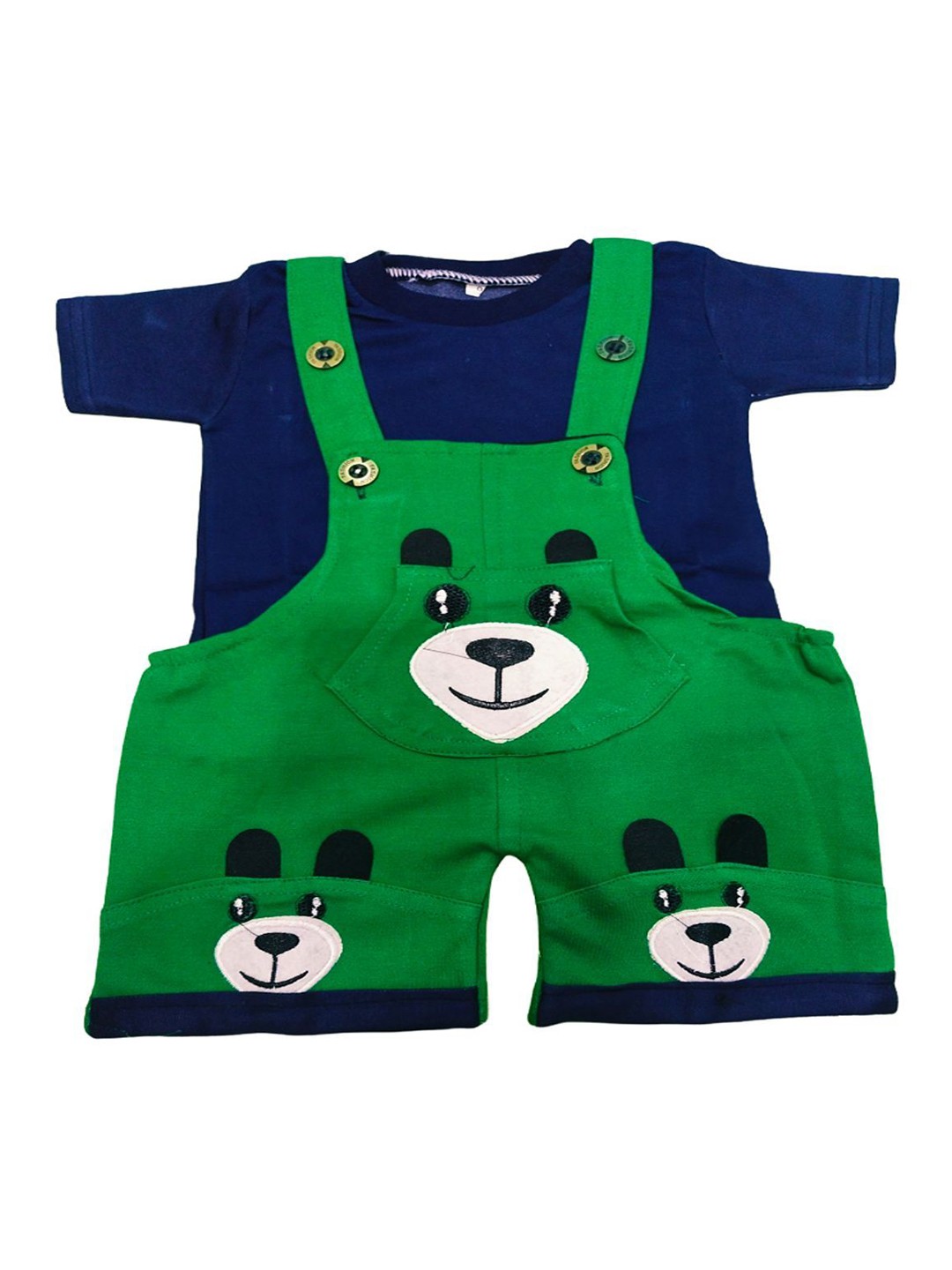 

BAESD Infant Boys Self Design Dungarees With T-shirt, Green