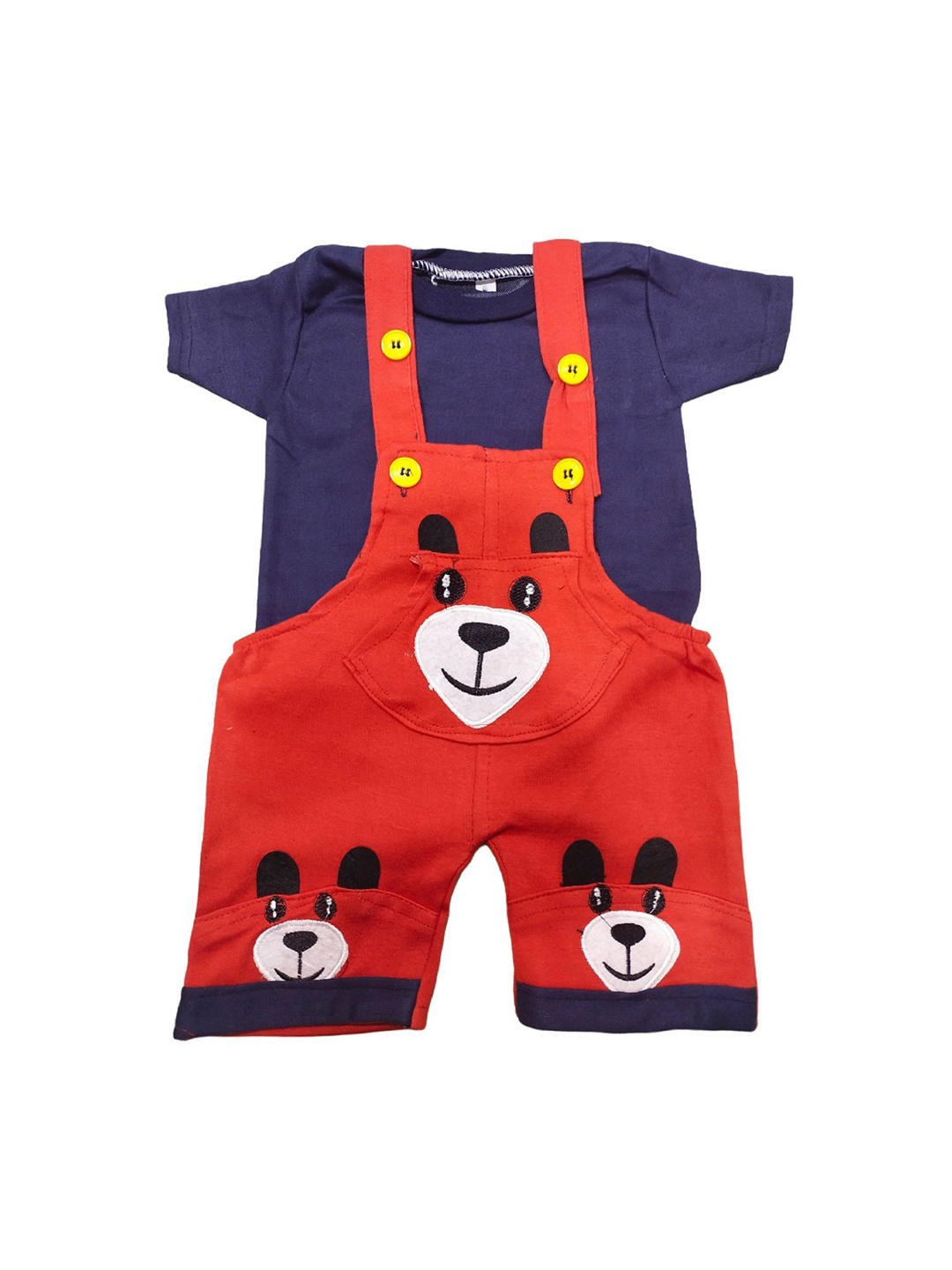 

BAESD Infants Boys Self Design Dungaree With T-Shirt, Red