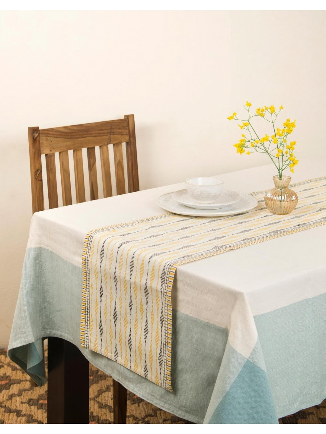 

Fabindia Yellow Cotton Printed Table Runner
